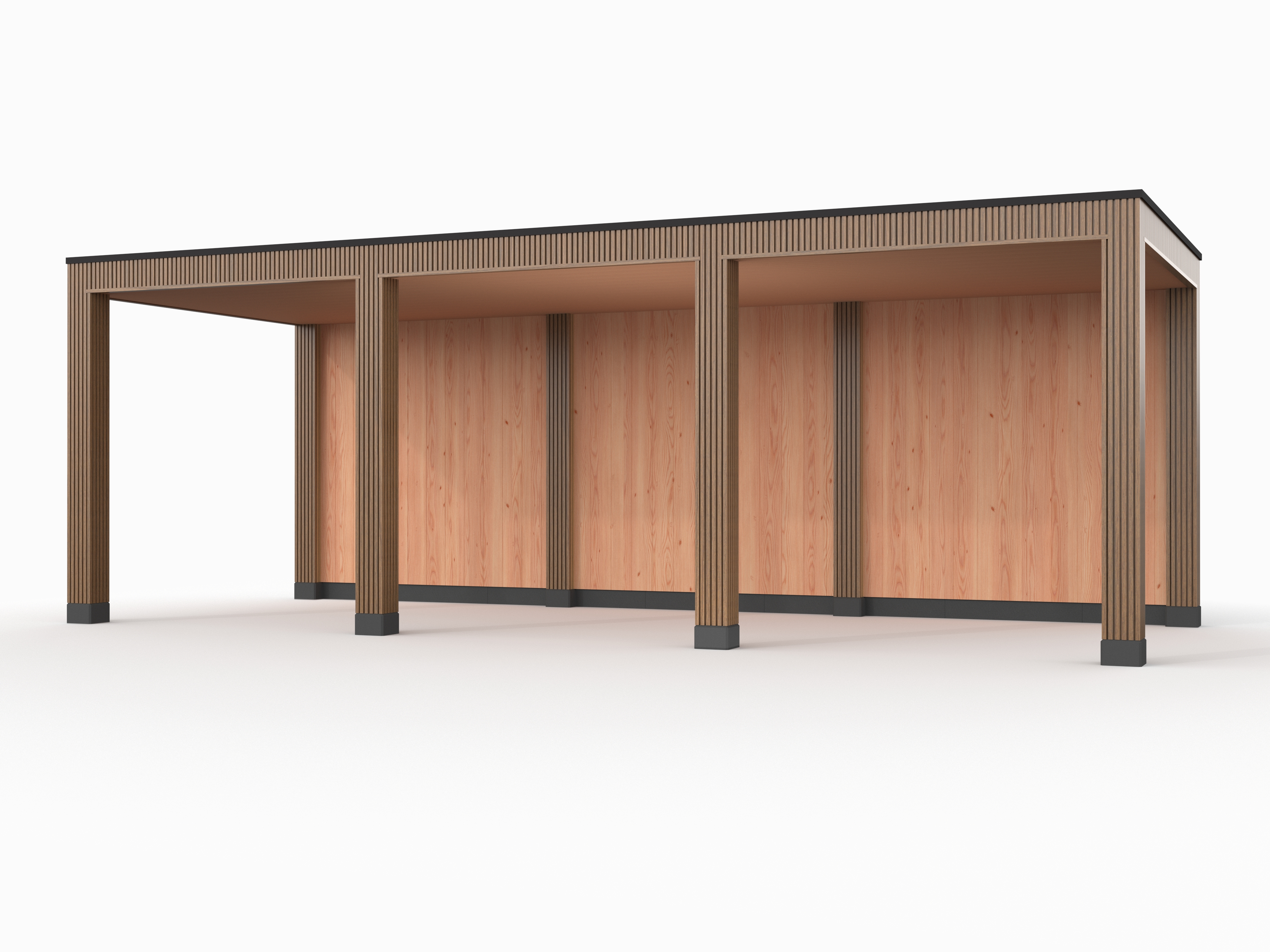 Douglas overkapping, 750 x 300, met achterwand, Westwood Rhombus Teak - Afbeelding 1